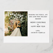 2 Foto Passen getrouwd 1st gehuwd kerstscript Folie Feestdagenkaart (Achterkant)