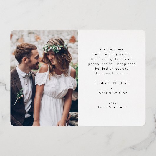 2 Foto Passen getrouwd 1st gehuwd kerstscript Folie Feestdagenkaart (Achterkant)