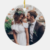2 Foto-Passen getrouwd 1st Kerstmis Modern minimal Keramisch Ornament (Achterkant)