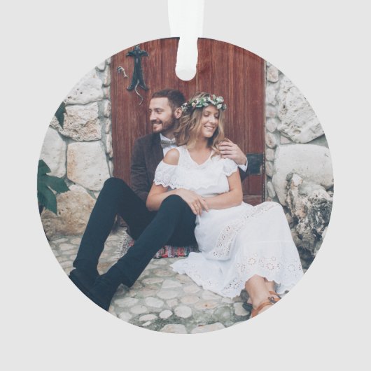 2 Foto-Passen getrouwd 1st Kerstmis Modern minimal Ornament (achterkant)