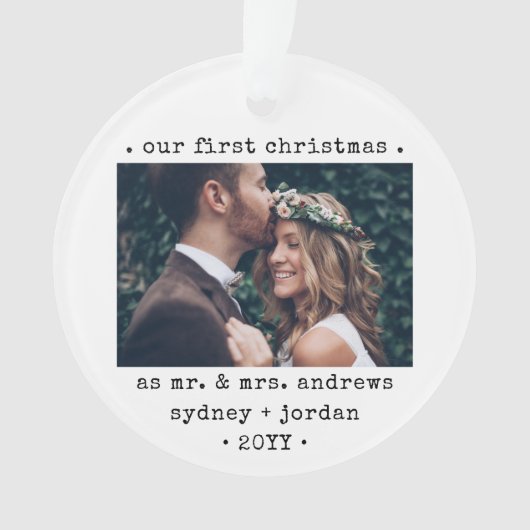 2 Foto-Passen getrouwd 1st Kerstmis Modern minimal Ornament (voorkant)