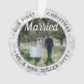 2 Foto Passen getrouwd Eerste Kerstmis Gehuwd met Ornament (voorkant)