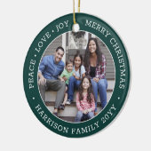 2 Foto Peace Love Joy Merry kerst Green White Keramisch Ornament (Links)