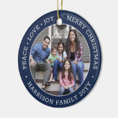 2 Foto Peace Love Joy Merry Xmas Navy Blue White Keramisch Ornament (Links)