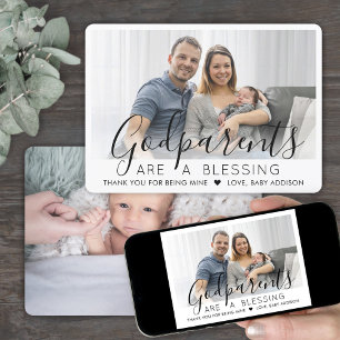 2 Foto peetouders Moderne doop of doop Bedankkaart