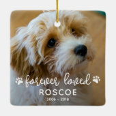 2 Foto Pet Memorial Forever Loved Keramisch Ornament (Achterkant)