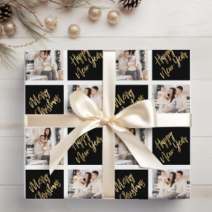 2 Foto Prettig Kerstfeest Gelukkig Nieuwjaar Goude Cadeaupapier