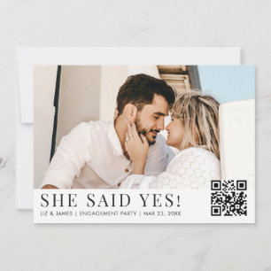 2 Foto QR Code Modern Engagement Party Kaart