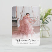 2 Foto Quinceanera Elegant Script 15th Birthday Kaart (Staand voorkant)