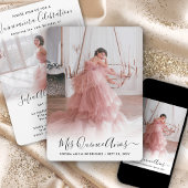 2 Foto Quinceanera Elegant Script 15th Birthday Kaart
