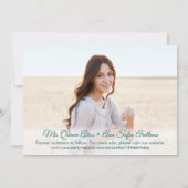 2 Foto Quinceanera Elegant Turkoois Goud Glitters Save The Date (Achterkant)