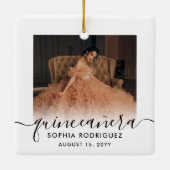 2 Foto Quinceañera Keepsake 15e verjaardag Modern Keramisch Ornament (Achterkant)