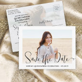 2 Foto Quinceañera Trendy Script Save the Date Aankondigingskaart