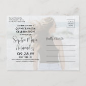 2 Foto Quinceañera Trendy Script Save the Date Aankondigingskaart (Achterkant)