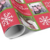 2 Foto: Red Green Merry kerstsnowflakes Cadeaupapier (Rol Hoek)