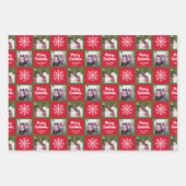 2 Foto: Red Green Merry kerstsnowflakes Inpakpapier Vel (Voorkant 3)