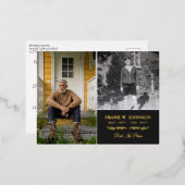 2 Foto Rest in Peace Funeral Gold Folie Uitnodiging Briefkaart (Voorkant / Achterkant)