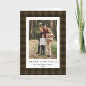 2 foto Retro Kerstmis Plaid Groet Feestdagen Kaart (Voorkant)