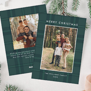 2 foto Retro Kerstmis Plaid Groet Feestdagenkaart