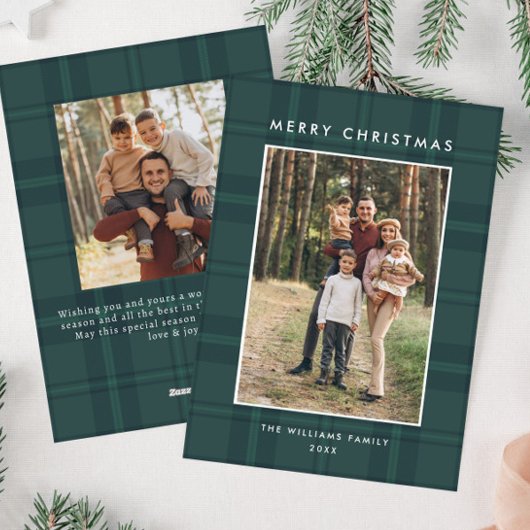 2 foto Retro Kerstmis Plaid Groet Feestdagenkaart