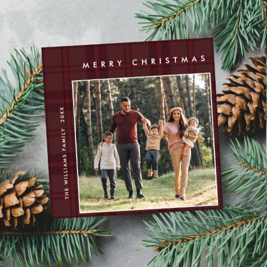 2 foto Retro Kerstmis Plaid Groet Feestdagenkaart