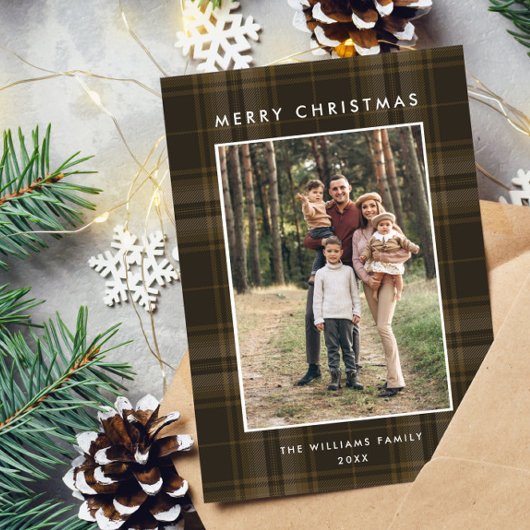 2 foto Retro Kerstmis Plaid Groet Feestdagenkaart