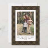 2 Foto Retro Kerstmis Plaid Tartan Groet Feestdagenkaart (Voorkant)