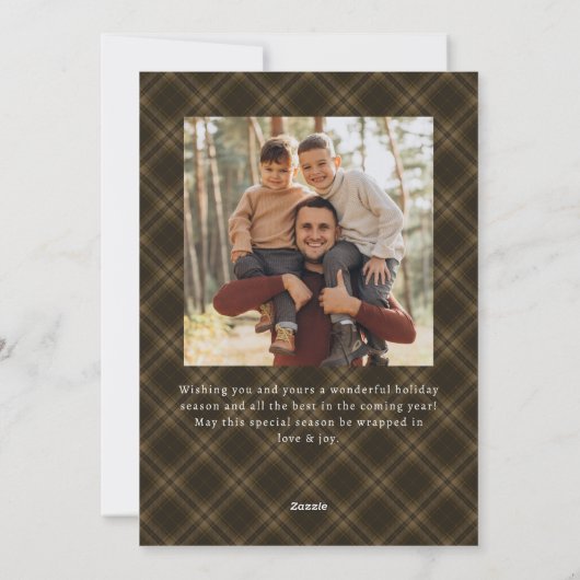 2 Foto Retro Kerstmis Plaid Tartan Groet Feestdagenkaart (Achterkant)