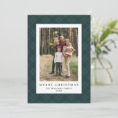 2 Foto Retro Kerstmis Plaid Tartan Groet Feestdagenkaart (Staand voorkant)