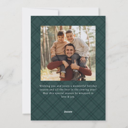 2 Foto Retro Kerstmis Plaid Tartan Groet Feestdagenkaart (Achterkant)