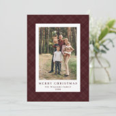 2 Foto Retro Kerstmis Plaid Tartan Groet Feestdagenkaart (Staand voorkant)