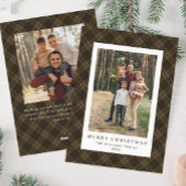2 Foto Retro Kerstmis Plaid Tartan Groet Feestdagenkaart