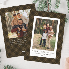 2 Foto Retro Kerstmis Plaid Tartan Groet Feestdagenkaart
