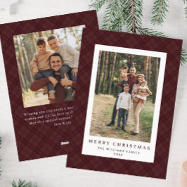 2 Foto Retro Kerstmis Plaid Tartan Groet Feestdagenkaart