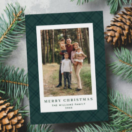 2 Foto Retro Kerstmis Plaid Tartan Groet Feestdagenkaart