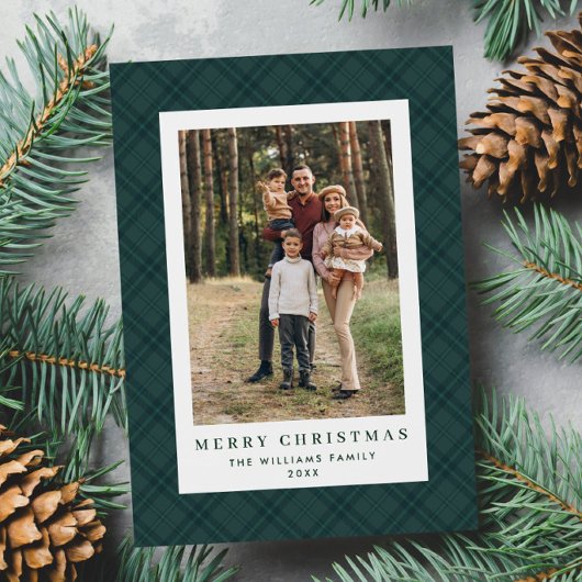 2 Foto Retro Kerstmis Plaid Tartan Groet Feestdagenkaart