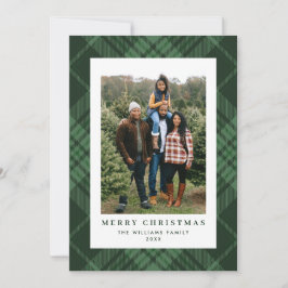 2 Foto Retro Kerstmis Plaid Tartan Groet Feestdagenkaart