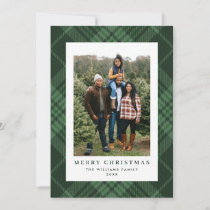 2 Foto Retro Kerstmis Plaid Tartan Groet Feestdagenkaart