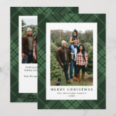 2 Foto Retro Kerstmis Plaid Tartan Groet Feestdagenkaart (Voorkant / Achterkant)