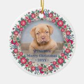 2 Foto Retro Vakantie Bloemstuk Kerst Krans Keramisch Ornament (Voorkant)
