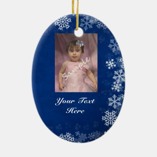 2 Foto-/rood- en blauw-zijversiering Keramisch Ornament (Achterkant)