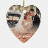 2 Foto Roos Gold Eerste Kerstmis Mr. Mrs. Keramisch Ornament (Rechts)