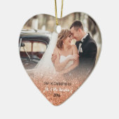 2 Foto Roos Gold Eerste Kerstmis Mr. Mrs. Keramisch Ornament (Links)