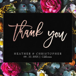 2 foto Roos gouden glitter bruiloft bedankje Kaart