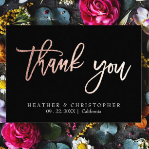 2 foto Roos gouden glitter bruiloft bedankje Kaart