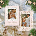 2 Foto Roze Bloemen Cottage Core Kerstvakantie Feestdagenkaart<br><div class="desc">Deze girly kerstkaart heeft een vrouwelijk kleurenpalet van pastelroze en groen en biedt ruimte voor 2 foto's. Prettige feestdagen Op de voorzijde van de kaart staan de woorden "Euros", geschreven in een elegant, handgeschreven lettertype, uw familienaam en het jaar, geschreven in een traditioneel serif lettertype onderaan, evenals een foto versierd...</div>