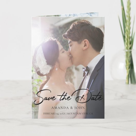 2 Foto Save the Date Wedding Invitation Aankondiging (Voorkant)