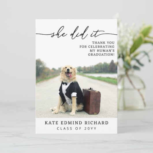 2 Foto Script Hart Hond Afstuderen Bedankkaart (Staand voorkant)