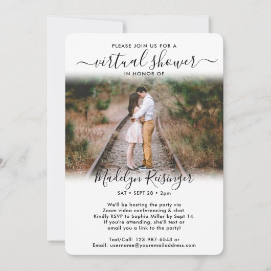 2 Foto Script Virtuele Lange Afstand Bruidsfeest Kaart (Voorkant)