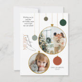 2 foto sierlijke vrolijke kerst groet feestdagenkaart (Voorkant)